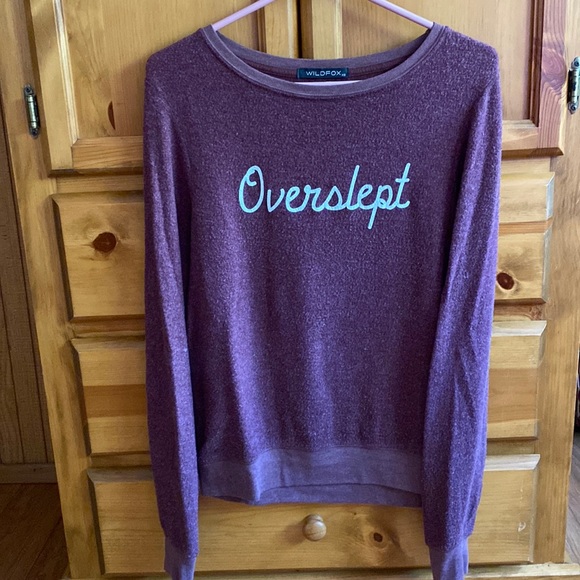 WILDFOX Overslept Sweatshirt Self Care Statement Love Lounge Top Boho Comfy Rare - Picture 1 of 2